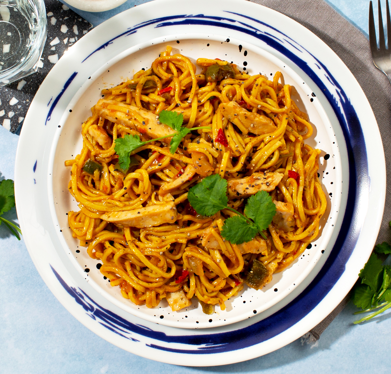 Cajun Chicken and Peppers with Wholewheat Noodles