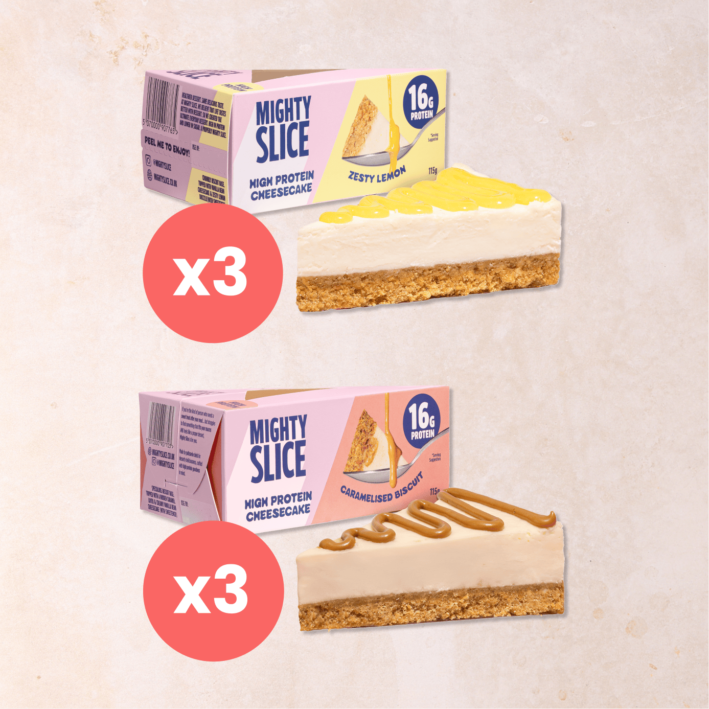 6x Mighty Slice High Protein Cheesecake Bundle - Caramelised Biscuit & Zesty Lemon