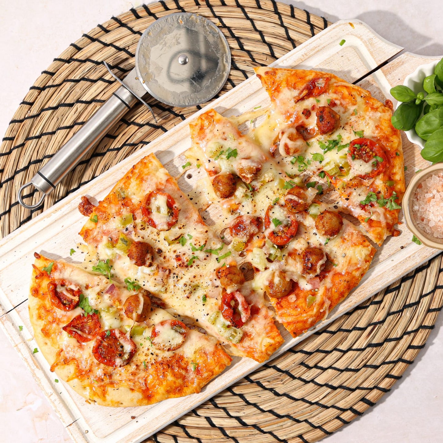 High Protein Spicy Meatball Pizza