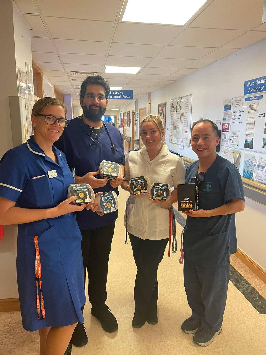Happy Doncaster Hospital Staff With Pots