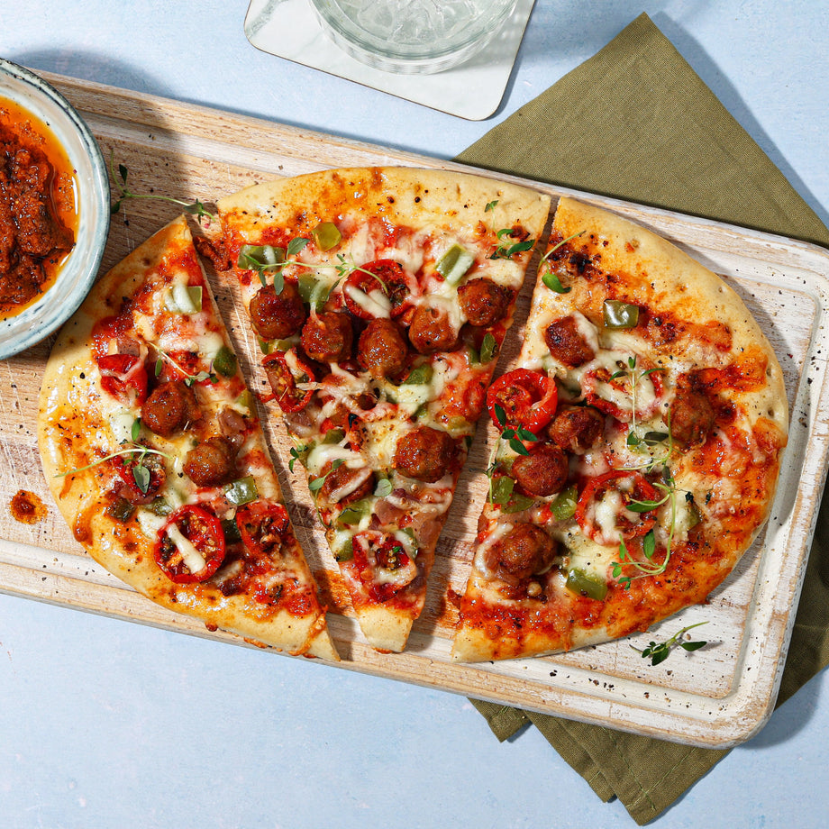 High Protein Spicy Meatball Pizza