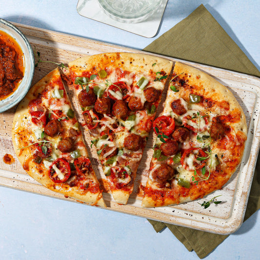High Protein Spicy Meatball Pizza