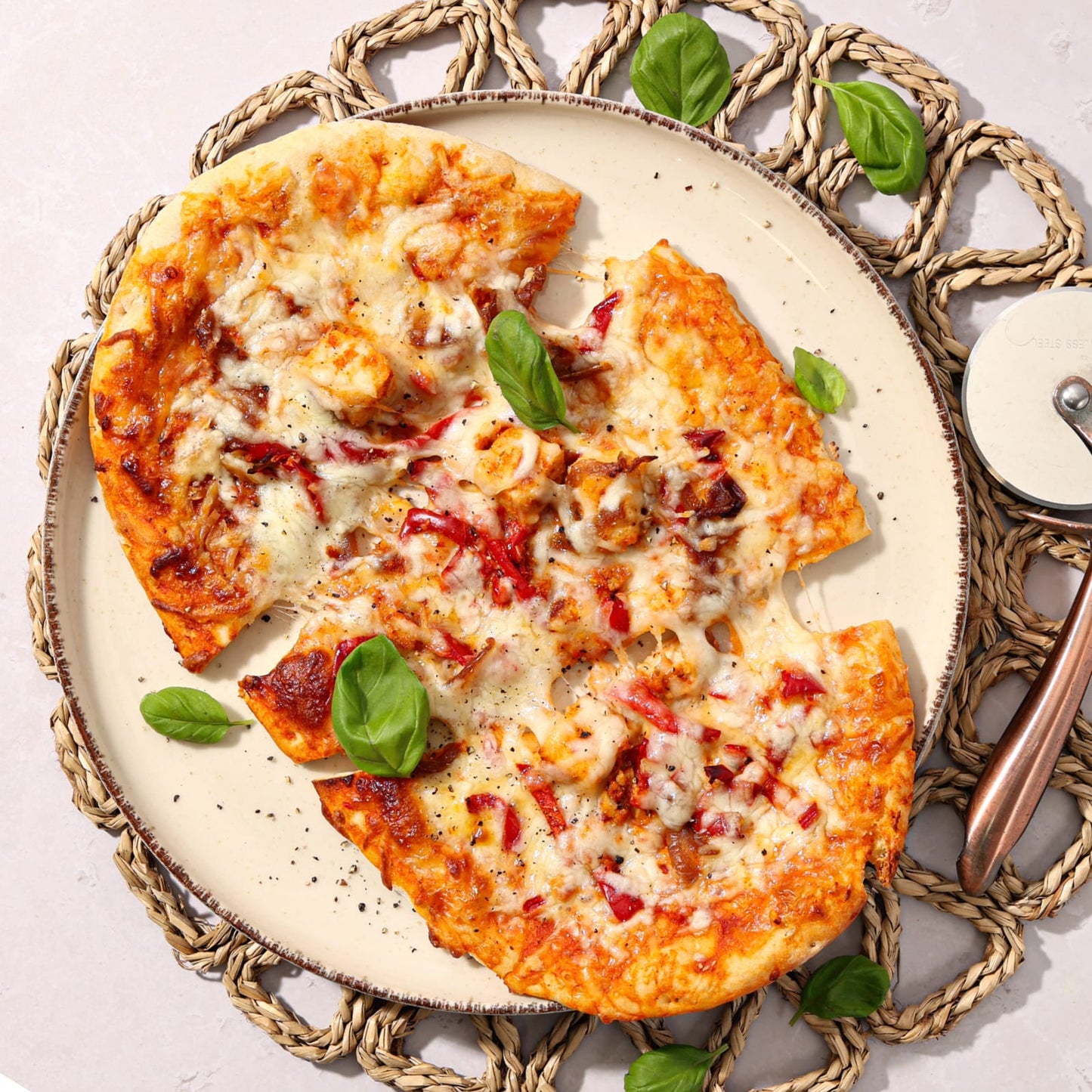 High Protein Buffalo Chicken Pizza